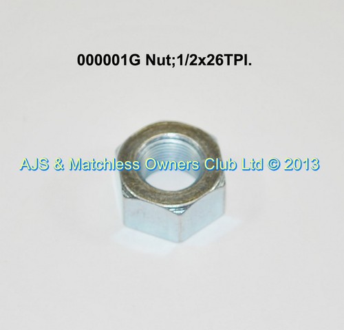 NUT 1/2  X 26 TPI --- DO NOT USE FOR FRONT WHEEL SPINDLE NUT