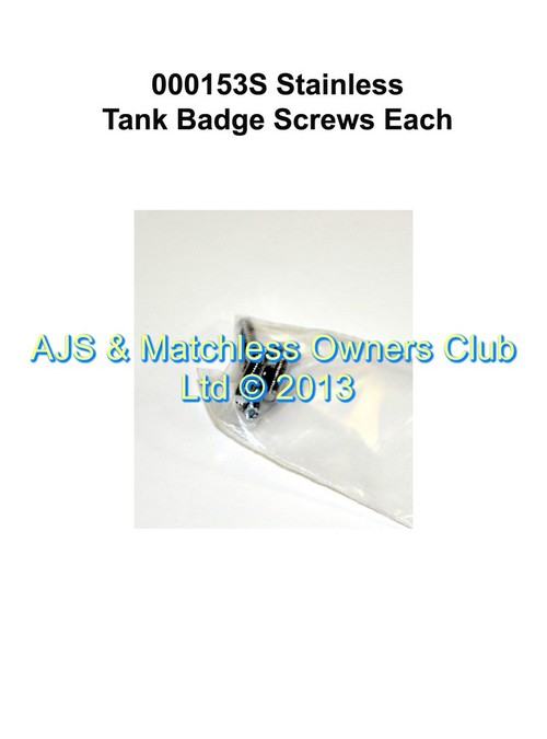 TANK BADGE SCREW IN S/S   031553  048499 MAY NEED SHORTENING SOLD EACH