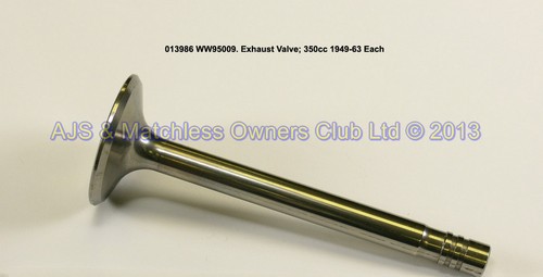 EXHAUST VALVE: 350 CC: 1949-63 USE FOR PART NO. 018103 AND 023367