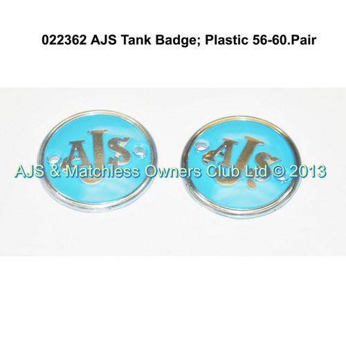 AJS TANK BADGE BLUE / SILVER  56-60 WILL NOT FIT EARLIER BIKES DON'T FIT WITHOUT RUBBER BACKING
