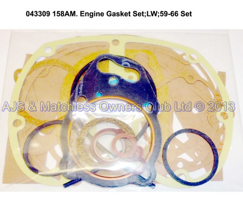 158AM.ENGINE GASKET SET: LIGHTWEIGHT: 59-66 SUPPLIED WITH COPPER HEAD GASKET