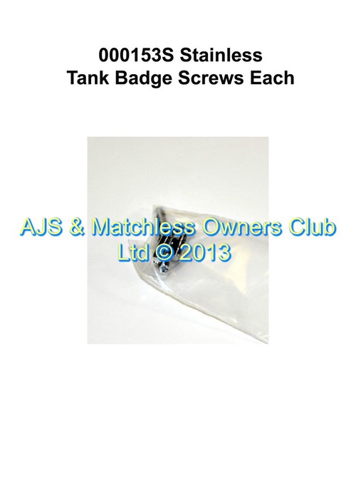 TANK BADGE SCREW IN S/S   031553  048499 MAY NEED SHORTENING