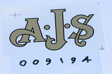 AJS LARGE INITIALS GOLD BLACK WATERSLIDE TRANSFER