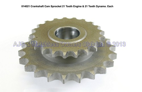 CRANKSHAFT / CAM SPROCKET. 21/21 TOOTH MODELS UP TO 1956