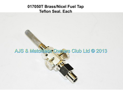 BRASS / NICKEL PETROL TAP WITH TEFLON SEAL  1/4  X 1/8