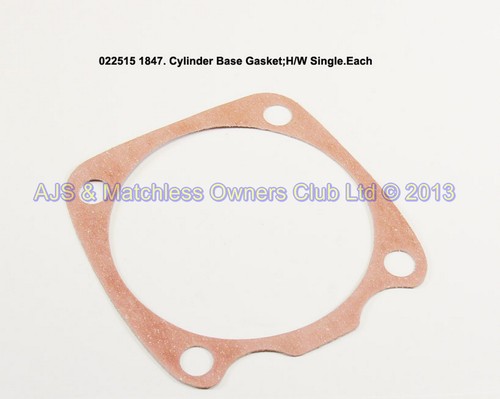 CYLINDER BASE GASKET: EARLY HW SINGLES.