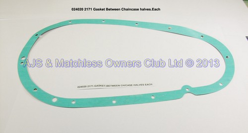 GASKET:BETWEEN ALLOY CHAIN CASE HALVES ALTERNATOR SINGLES ONLY NOT L/W 1957 ONWARDS