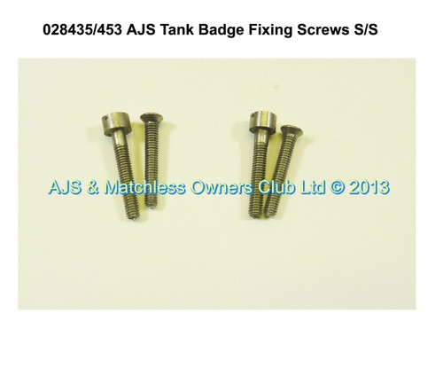 AJS TANK BADGE FIXING SCREWS.S/S KIT KNEE KNOCKER BADGES ONLY