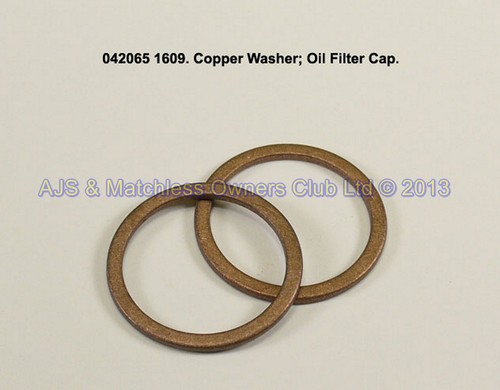 COPPER WASHER: OIL FILTER CAP L/W MODELS ONLY
