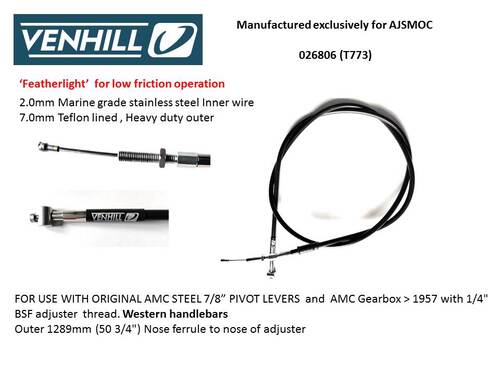 CABLE CLUTCH CONTROL- WESTERN BARS ONLY -- UK MADE